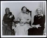 Minnie Bates, Margaret D. Scott and Mrs. D. R. Jones, awarded as founders of Sojourner Truth, Los Angeles, 1956