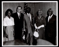 Kenneth Hahn at an oath ceremony for Henry Davis, Dr. Vada Somerville and Wesley Brazier, Los Angeles, 1963