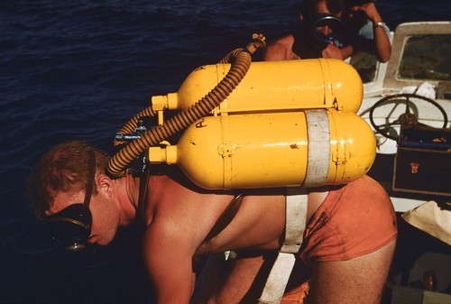 Phil Jackson in scuba gear over Alexa Bank