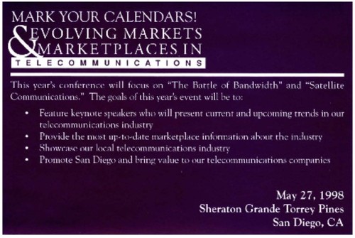 Mark Your Calendars! Evolving Markets & Marketplaces in Telecommunications