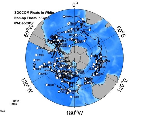 SOCCOM float data - Snapshot 2017-12-14