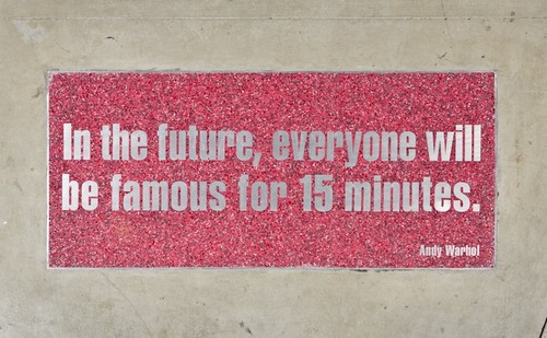 Another: terrazzo floor tile with quote from artist Andy Warhol