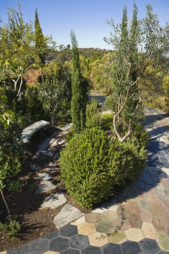 Snake Path: path and bench inside the Garden of Eden