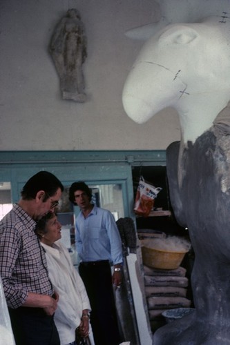 Sun God: Saint-Phalle working on Sun God in her studio, July, 1982