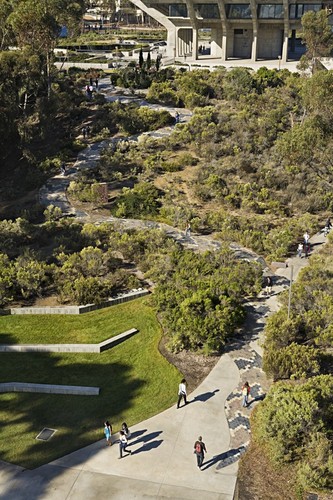 Snake Path: general view of Snake Path at base of Geisel Library