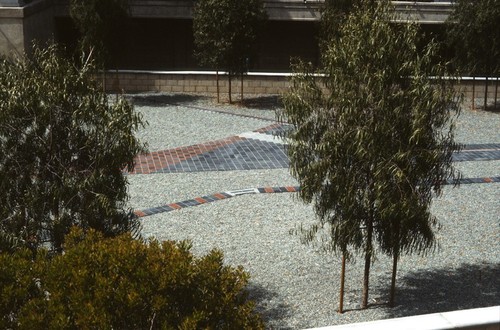 Terrace: detail of north terrace; before maple benches installed