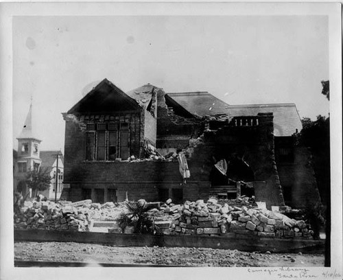 Damaged Carnegie Library, 4th Street view