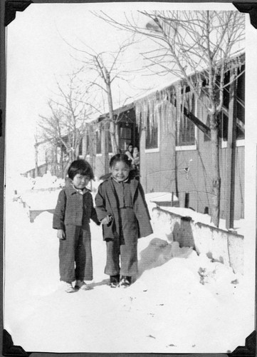 Little girls in the snow