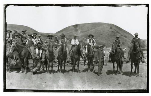 Group portrait of men on horseback, Rancho Santa Anita