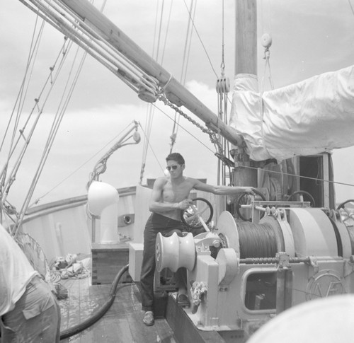 E.W. Scripps; Research schooner of Scripps Institution of Oceanogrphy takes plankton samples off La Jolla, California