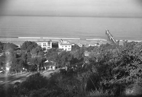 Scripps Institution of Oceanography campus, viewed from the hill behind it. Circa 1950