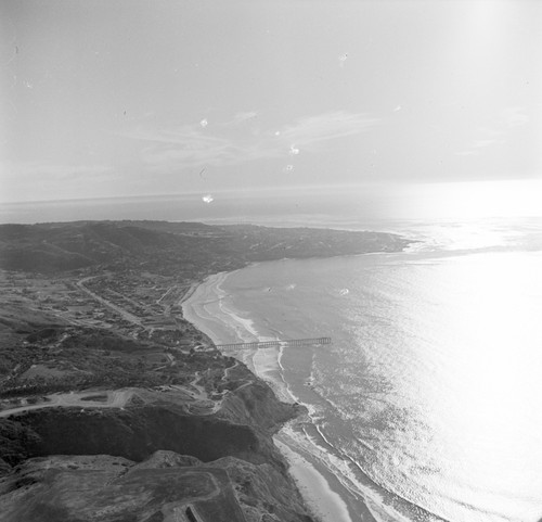Aerial views of the Scripps Institution of Oceanography made from a plane owned by the owner of the Valencia Hotel, Gifford Ewing, circa 1947