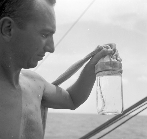 E.W. Scripps; Research schooner of Scripps Institution of Oceanogrphy takes plankton samples off La Jolla, California