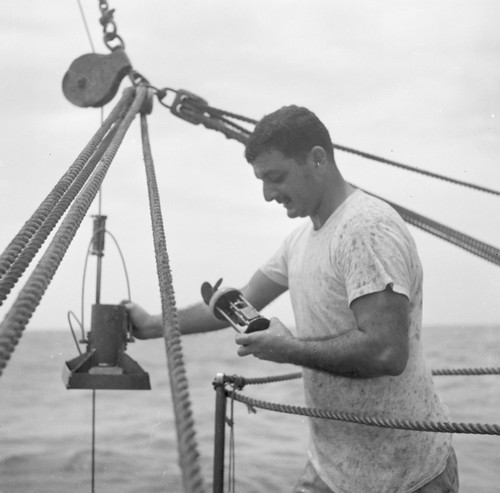 E.W. Scripps; Research schooner of Scripps Institution of Oceanogrphy takes plankton samples off La Jolla, California