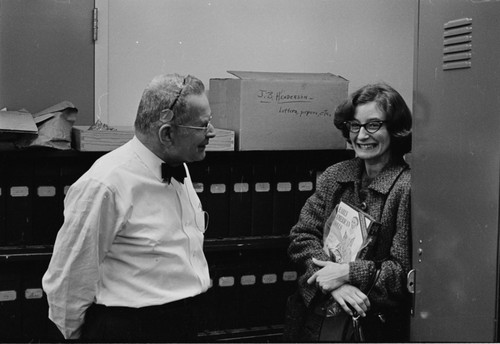 Stillman Berry visits USNM-Mullusks. SSB [S. Stillman Berry] and Edith Williams (Woody William's daughter)