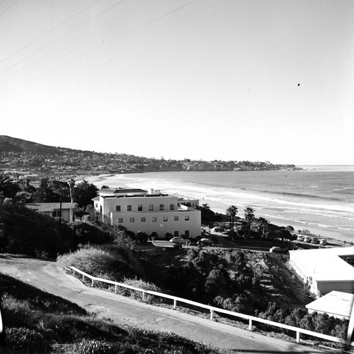 Aerial views of the Scripps Institution of Oceanography made from a plane owned by the owner of the Valencia Hotel, Gifford Ewing, circa 1947