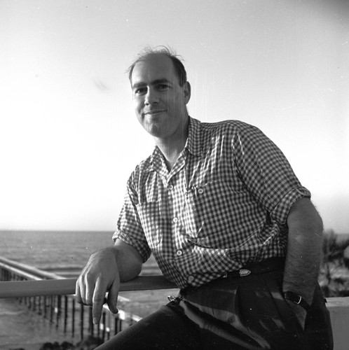 Sam Hinton, the curator for the Museum Aquarium at Scripps Institution of Oceanography. Hinton was a marine biologist, artist, calligrapher and a popular folk singer. 1948