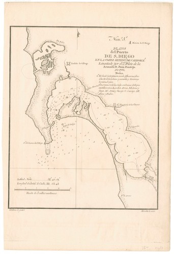 Plano del Puerto de S. Diego : en la costa setentl. de Californs