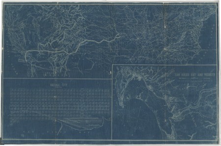 Map of the harbor of San Diego and vicinity, showing the terminus of the California Southern Rail Road at National City, together with the property of the San Diego Land and Town Company