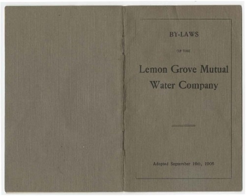 By-laws of the Lemon Grove Mutual Water Company : adopted September 16th, 1905
