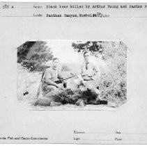 Photographs from Wild Legacy Book. "Black bear killed by Arthur Young and Saxton Pope," Panther Canyon, Humboldt Co