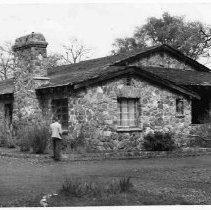 View of the stone building near Oroville, Butte County was used by the followers of Brother Isaiah as a temple