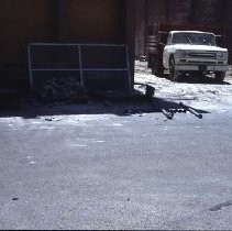 Demolition site at K and L, 12th and 13th Streets for the new Hyatt Hotel in 1984. A State of California building and a public parking lot occupied the site