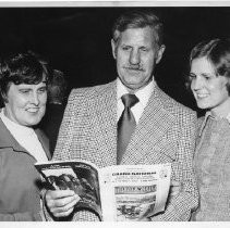 Mr. and Mrs. Carson Hubbard and their daughter Merriem at "Cattlemen's Night" at the Grand National Rodeo, Horse Show, and Livestock Exposition at the Cow Palace in S.F