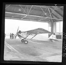 Airplane parked in hangar