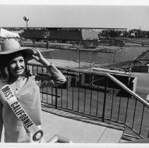 Troas Hayes, a graduate of Sacramento State College and California's entry in the Miss USA pageant, pays a call to the California Exposition