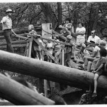 Park ranger shows visitors the replica of Sutter's Mill in Coloma