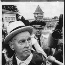 Charles Fitzgerald (85) released on parole after 45 years in maximum security at Folsom State Prison. He had been sentenced to life in prison during prohibition for the murder of a police officer