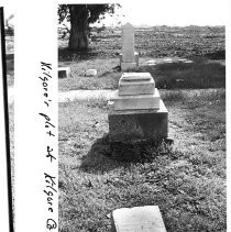 View of what vandals have done to the plots in the Kilgore Cemetery in Rancho Cordova. This view shows George Kilgore's plot in the Kilgore Cemetery