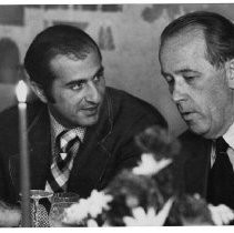 Senator Henry M. Jackson, the towering anti-Communist, pro-environment, pro-Civil Rights senator from the state of Washington (Democrat), here talking with Assembly Speaker Bob Moretti (left)