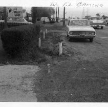 Street scene looking west on El Camino Ave. in North Sacramento. Hazel's Beauty Shop on the left at 1513