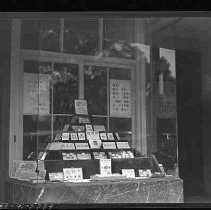 A window display of coins