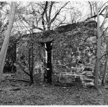 View of historic structure that was once a general store, gaming house, and pool hall at Robinson's Ferry at New Melones in Calaveras County