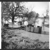 Flooded cars on the banks of the Sacramento River