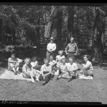 A group of teenagers in the woods