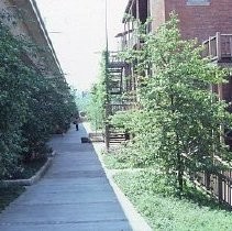 Old Sacramento historic district. View of the pedestrian concourse in the district