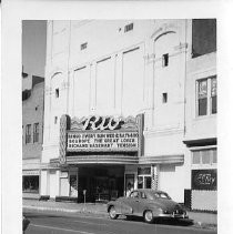 Exterior view of the Rio Theatre, previously known first as Goddard's then as Sutter, later the El Rey and in 1950 it became the Rio