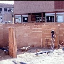 View of the construction site for Weinstock's Department Store on the K Street Mall or Downtown Plaza