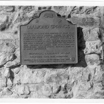 View of the plaque for Diamond Springs, a gold rush town in El Dorado County, California State Landmark #487 El Dorado County