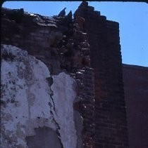 Old Sacramento. View of Pioneer Hall showing the back wall before reconstruction