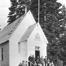 Small church and parishioners