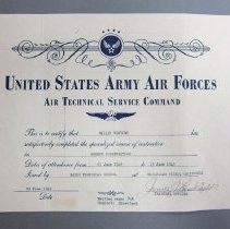 United States Army Air Forces certificate