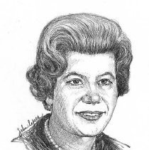 Drawing of Mary McGrory by John Lopes