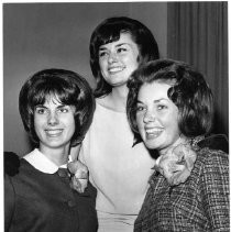 Three coeds from Sacramento City College vying for Camellia Festival Queen. They are from the left: Lillian Abbott, Elaine Drake and Vicki Brewer