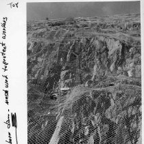 Rock wall covered with mesh at the Auburn Dam construction site