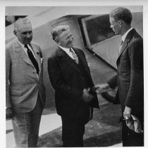 Aviator Charles Lindberg with two unidentified men